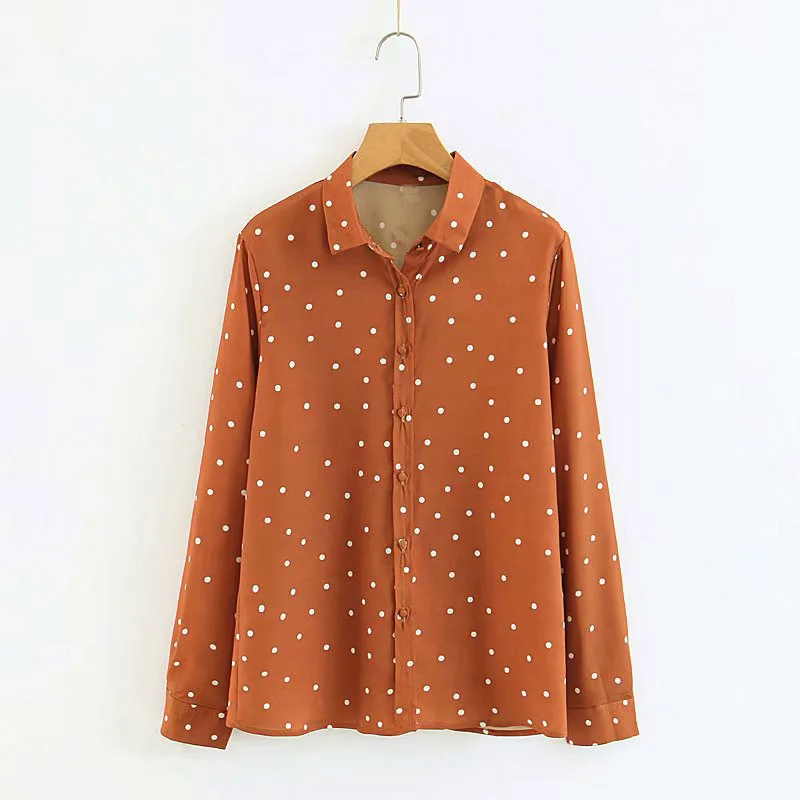 

Wholesale fashion polka dot printed long sleeve shirt women workwear clothing