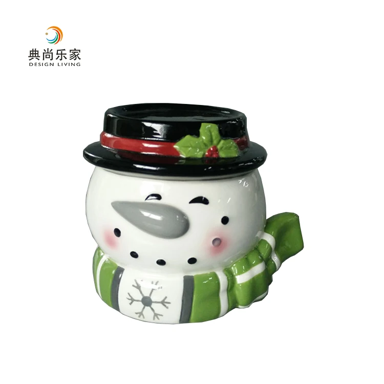 wholesale ceramic snowman oil incense burners for home decor