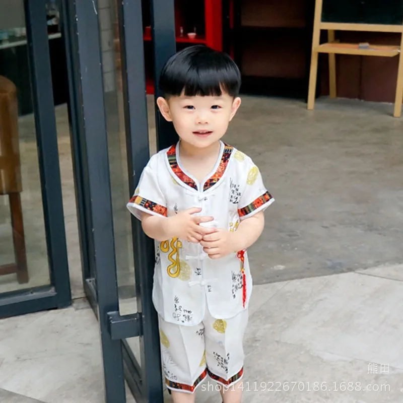 
boys wear set Chinese style ethnic children tang suit summer fashion cotton children clothing boys 