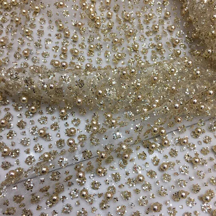 gold beaded fabric