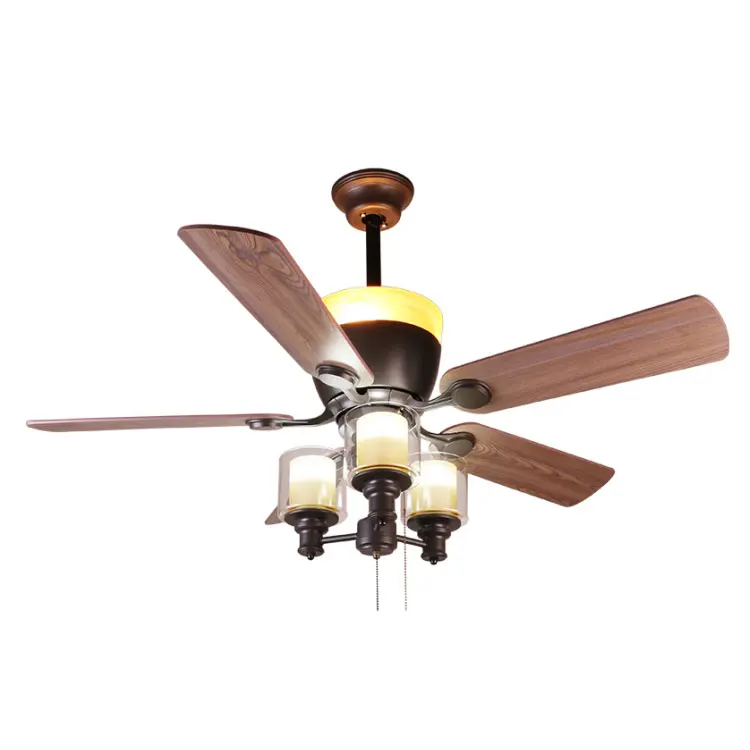 Breezelux low noise 52 inch Wood grain Remote control ceiling fan chandelier light
