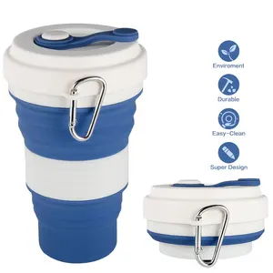Image of new design custom portable eco-friendly reusable silicone collapsible foldable coffee cup