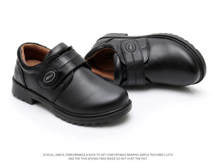 Buckle Strap Black Boys Students School Leather Shoes Wholesale China