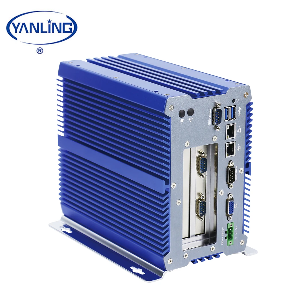 

high performance Intel 3865u fanless yanling 2 ethernet mini pc with pci slot, Blue