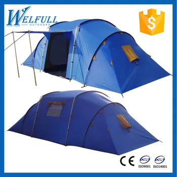 Two Rooms One Hall Blue Outdoor Folding Tent Camping Tent Big Family Size Tent Buy Family Size Tents Product On Alibaba Com