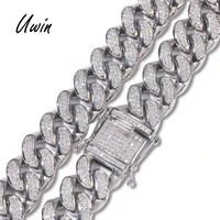 

Stainless Steel Iced Out Bling CZ Cuban Link Chain Never Fade Steel Cuban Chain Dropshipping Necklace