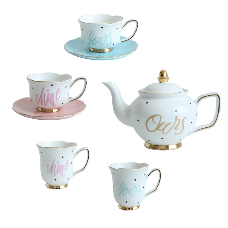 Gold Afternoon Tea Cup Saucer Set Coffee Cup Tea Pot Set