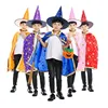 Wholesale halloween kids witch costumes cloak and hats 2pc set