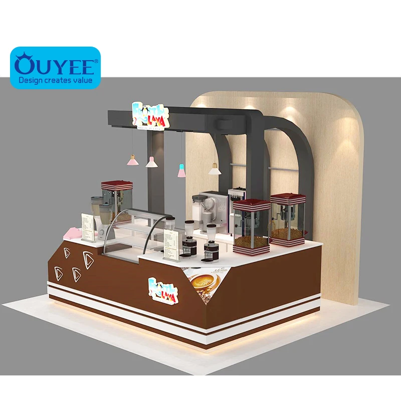 
Lovely Ice Cream Shop Counter Design Factory Customized Indoor Mall Coffee Shop Kiosk Ice Cream Wooden Kiosk Design 