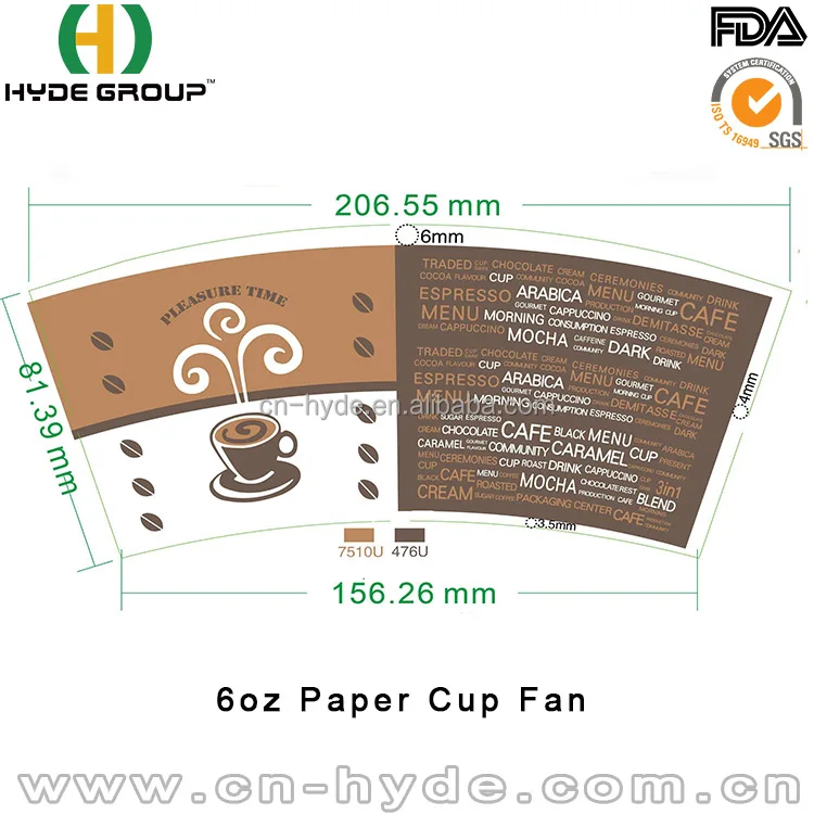 6oz Paper Cup Fan Pe Coated With Custom Printed Buy 6oz Paper Cup Fan