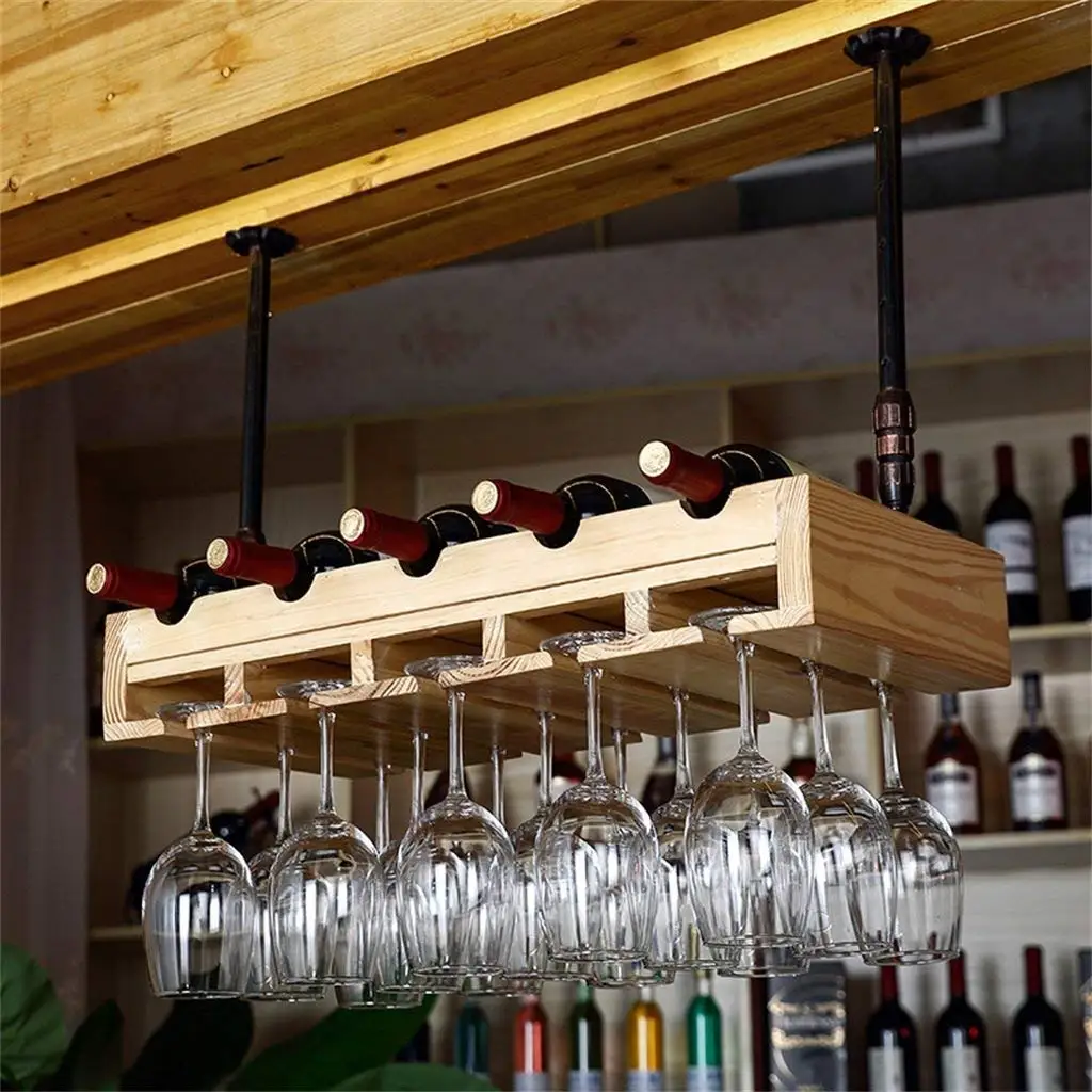 Kitchen & Dining Kitchen Storage & Organization Wine Glass Holder Wine Rack Solid Wood Upside