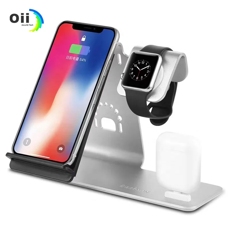 

High quality 3 in 1 Super Convenient Wireless Charging Dock Stand Station For iPhone Apple Earphone Watch Charger, As picture