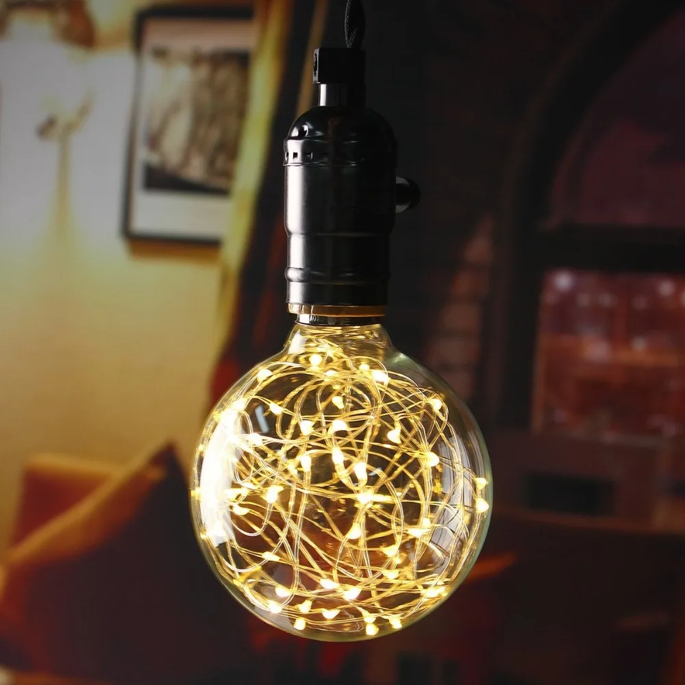 G95  E27 Copper wire decorative Colorful LED Edison Ball bulb