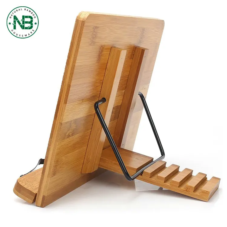 Adjustive Reading Shelf Bamboo Book Display Stand Wooden Book Holder