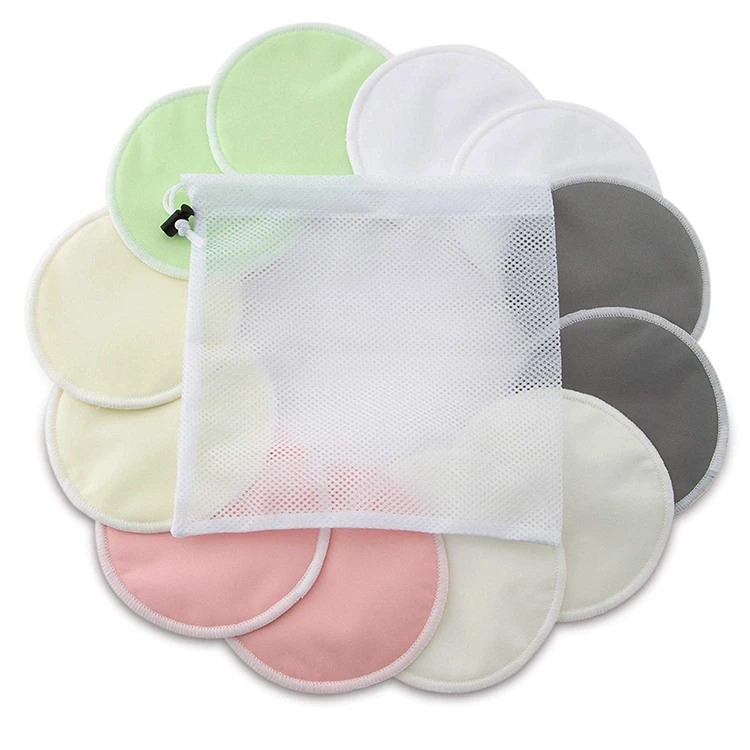 

Washable bamboo nursing pads set cotton reusable breast pad with bag