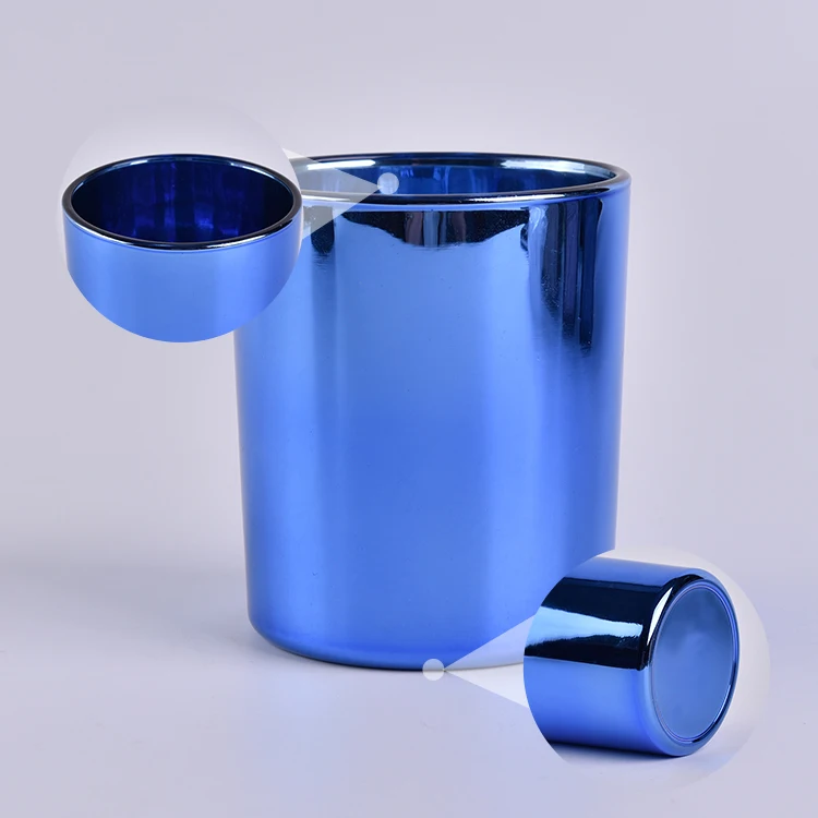 wholesale blue glass electroplated tealight candle holder wedding decor