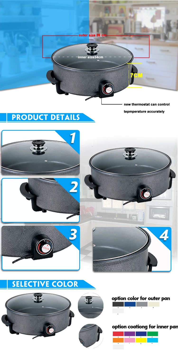 Depth 7cm Large Electric Frying Pan Skillet Electric Pan For Cooking