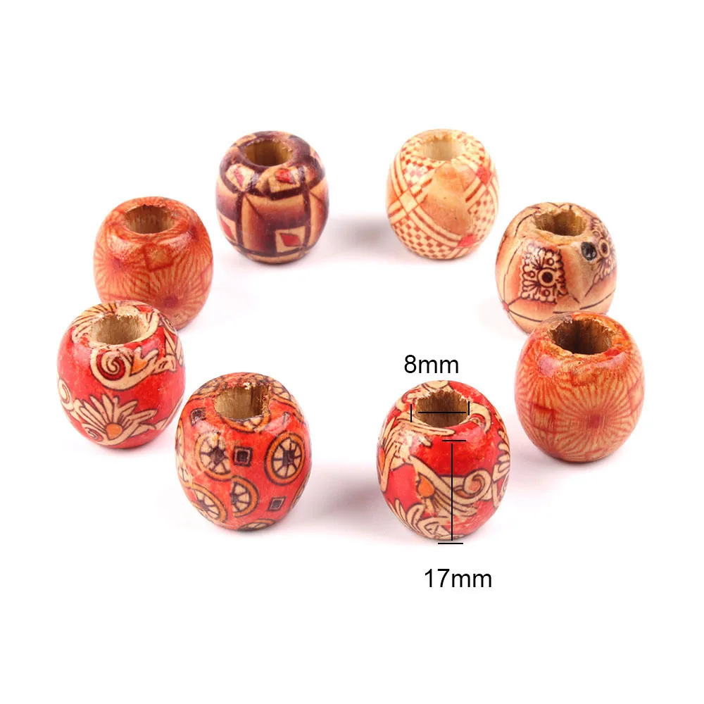 Wood Hair Beads 8mm Big Hole Dreadlock Beads For Jumbo Braid Dreadlock