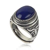 SJ Unique Function Help Sleep Vintage 925 Sterling Silver Oval Shape Blue Natural Lapis Lazuli Flexible Open Men Ring