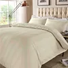 Luxury 400 Thread Count Duvet Cover Set 100% Cotton Beige Satin Multi Stripe Bedding set