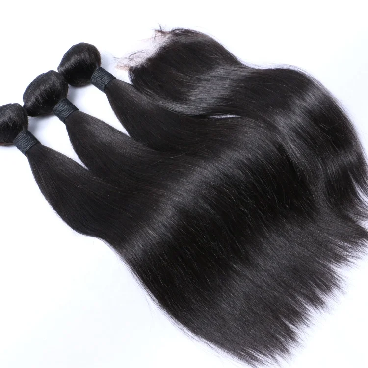 

Factory cuticle brazilian peruvian hair straight hair weave with closure, Brown;and accept customer color chart