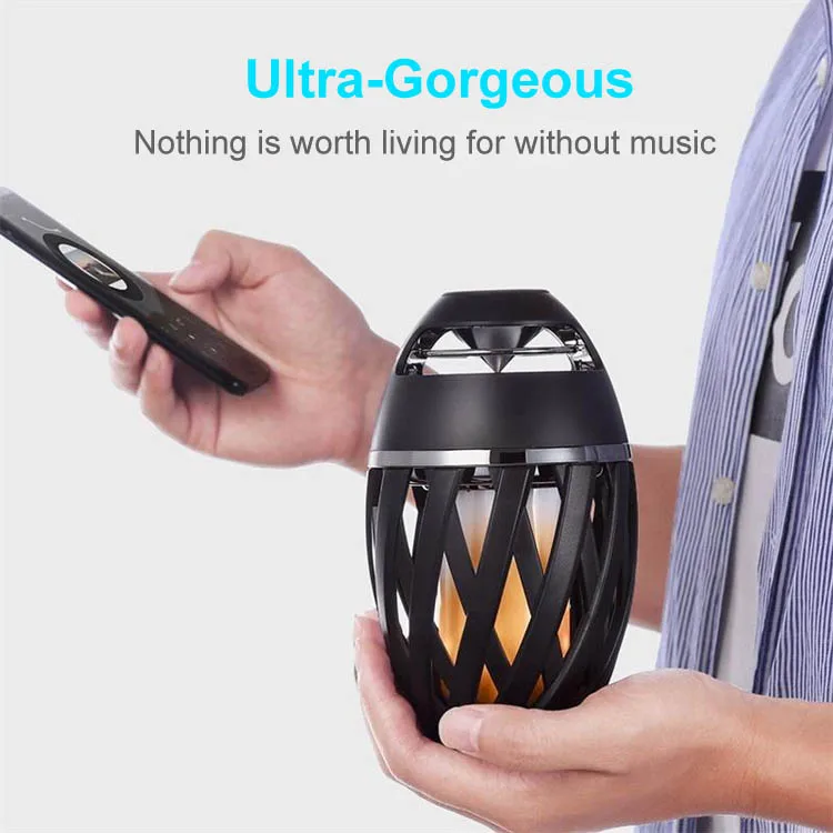 LED Flame Speaker, Wireless 5W 4 ohm Bass 8 Hours Fire Torch Night Light Music Dancing Flicker Atmosphere Table Lamp Speakers - ANKUX.COM