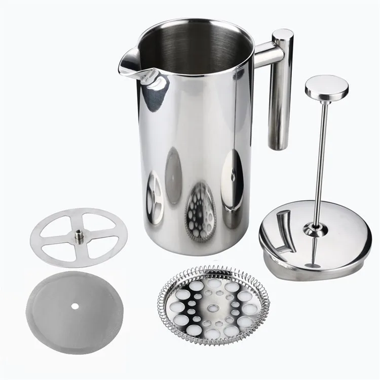 

1L stainless steel double wall french press, Silver