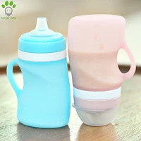 

China Manufacturer Food Grade Reusable Baby Training Bottle Set BPA Free Silicone Toddler Kids Bottle Feeder for Children