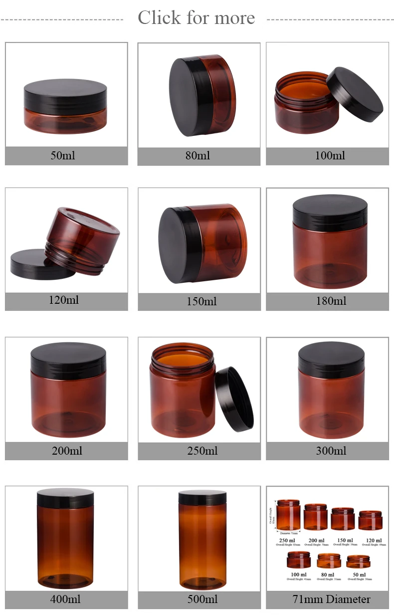 100ml Hair Gel Face Mask Pet Cream Cosmetic Container Plastic Jar