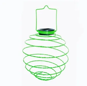 Solar Powered Hanging Spiral Wire Led Light Solar Lantern Lights For Garden Decoration