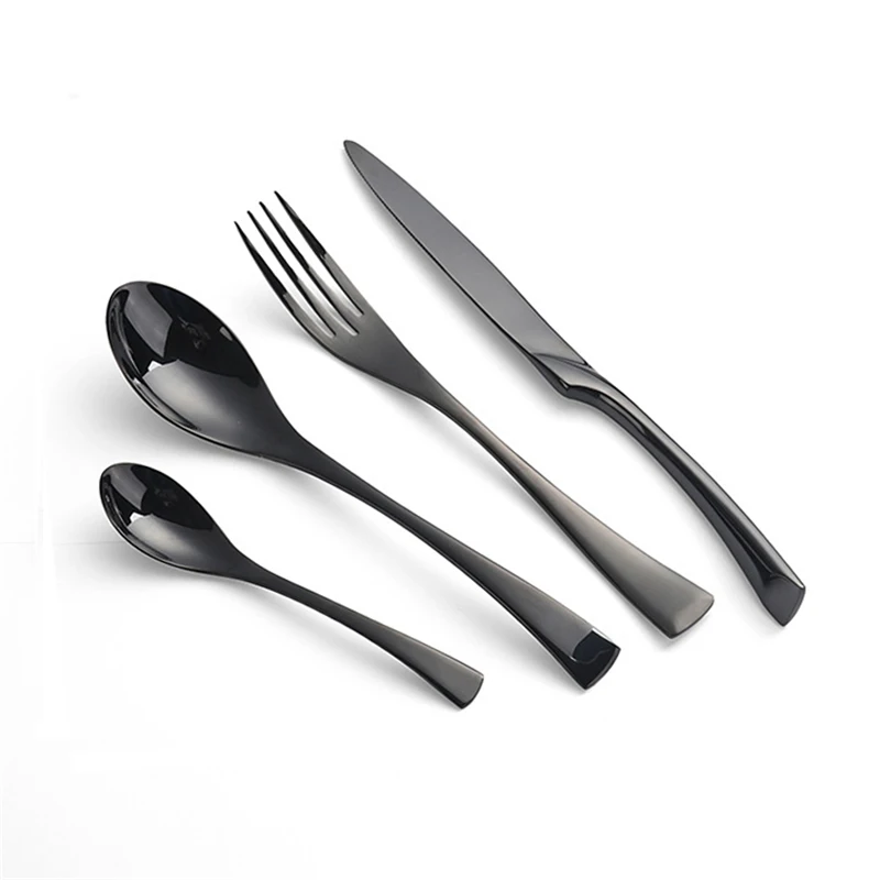 

Titanium planted stainless black cutlery 4pcs silverware, N/a