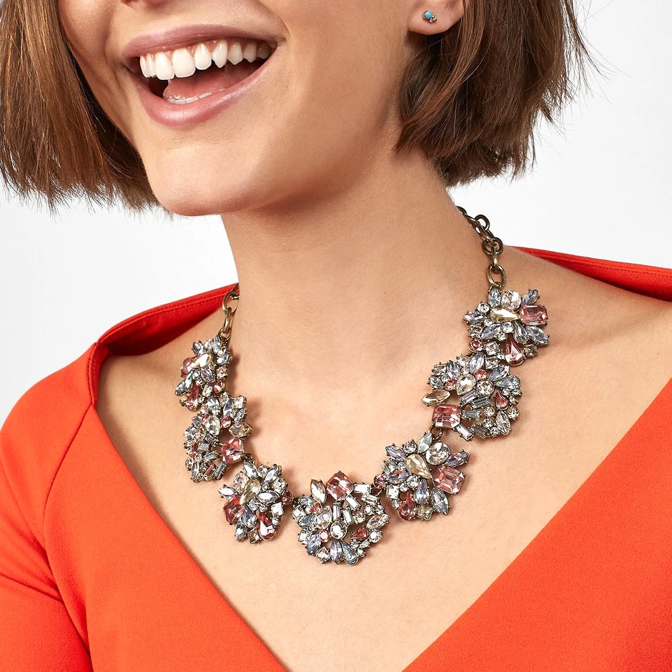 

18235 Barlaycs 2019 New Fashion Statement Bib Chunky Choker Necklace for Women Wedding Party Gifts Jewelry, Multi