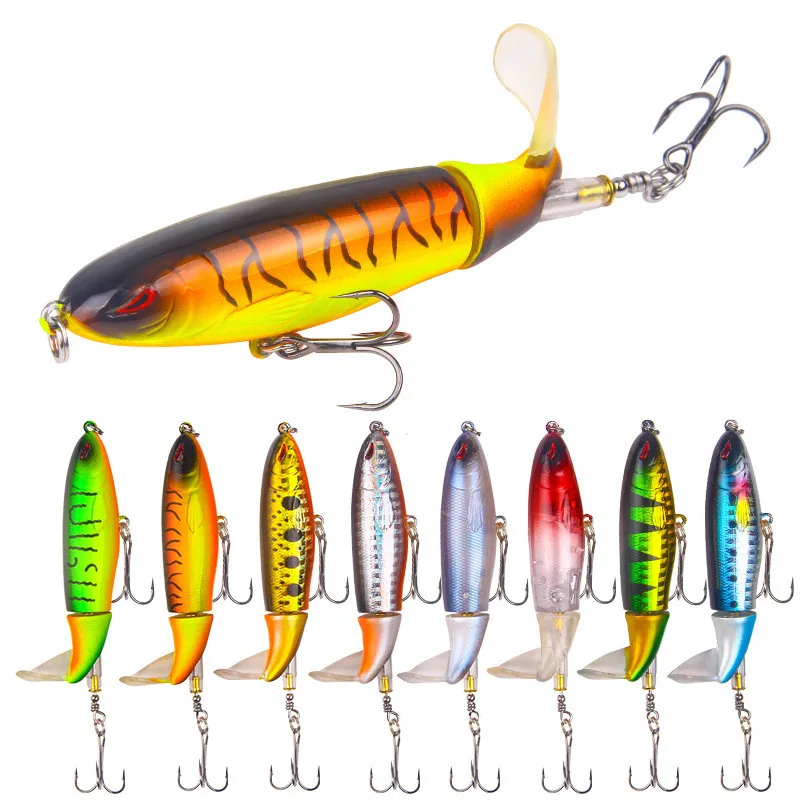 

YOUME Whopper Popper 13G/10CM Topwater Fishing Lure Artificial Bait Hard Plopper Soft Rotating Tail Hard Lures, 8 colors
