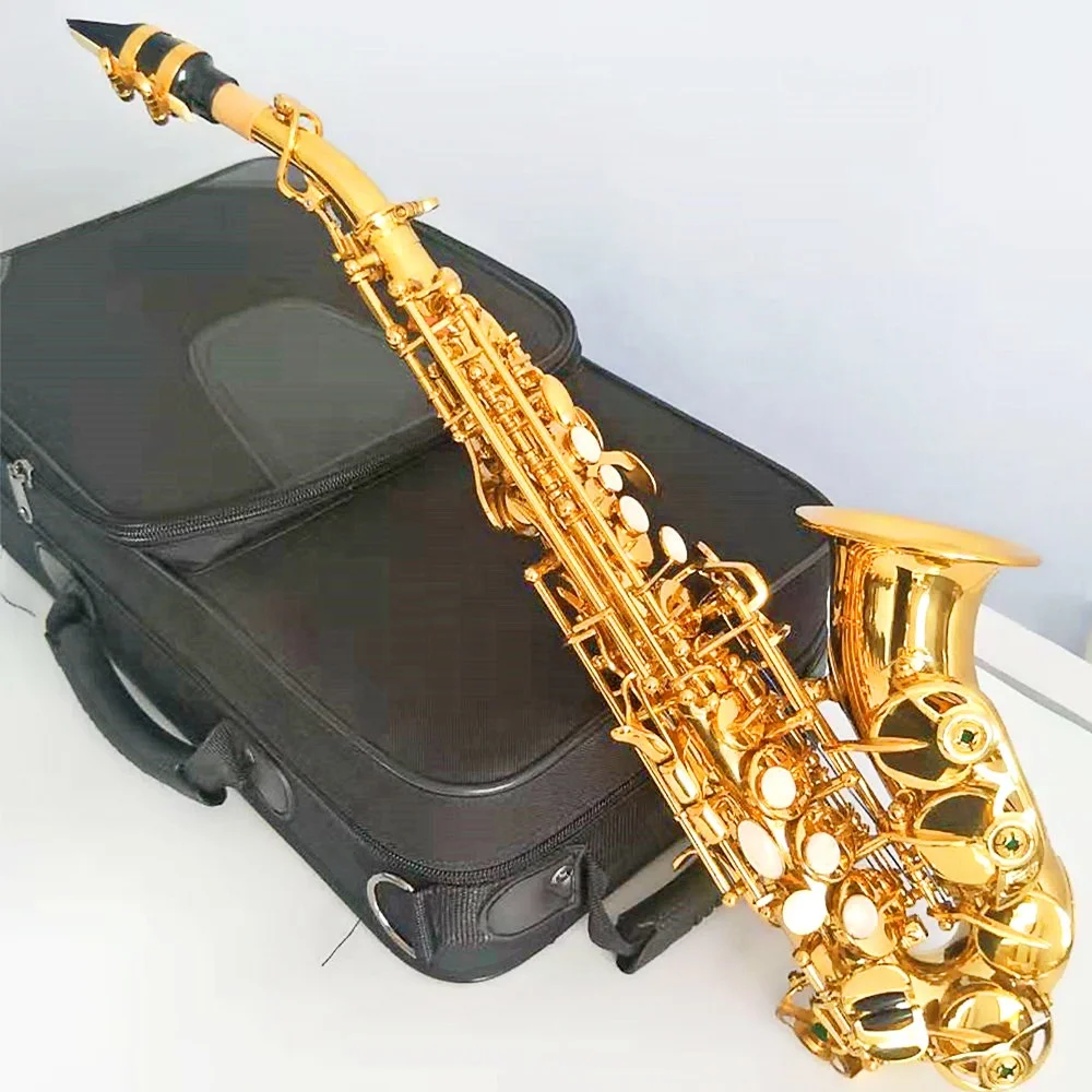 

Hot selling Bb brass Curved Soprano Saxophone, Gold lacquer