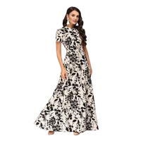 

2020 hot selling new summer elegant bohemian floral printing long women maxi casual dresses