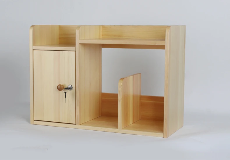 Simple Small Pine Wood Desk File Storage Cabinet Mini Wooden Book