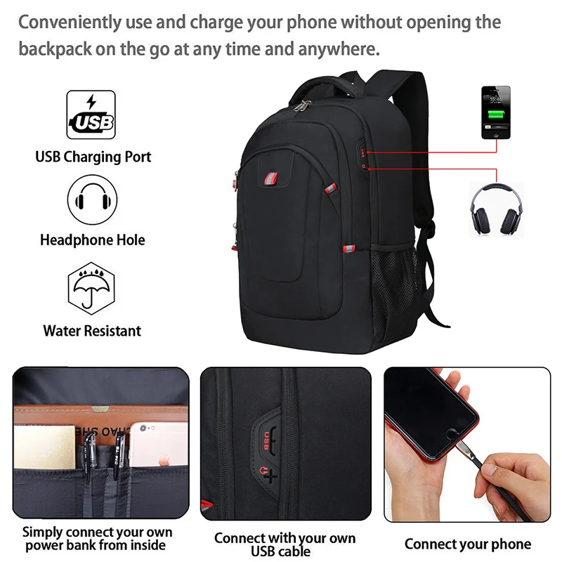 
New 17.3 inch Anti Theft Laptop Backpack for High School or College Laptop Bag Business Unisex Backpack for Travel or Office 