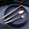 French Best Grade SUS souvenirs forks and knives Stainless steel rose gold cutlery, copper cutlery, brass gold cutlery