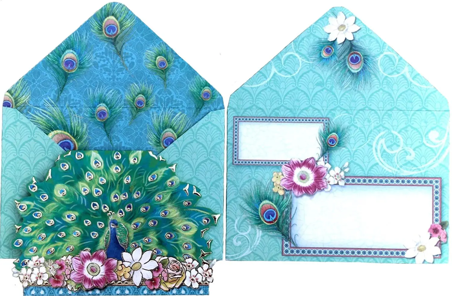 Punch Studio~Christmas Peacock~Tissue Kleenex Box~Forest Green~Gold Foil Details