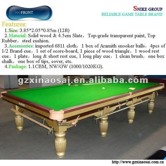 Snooker Table S-201 Front