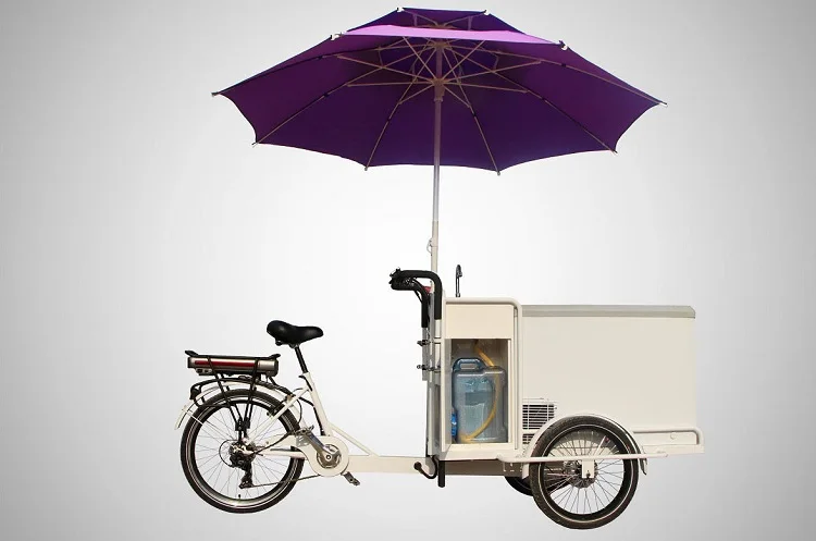 New electric stainless steel ice cream bike food cart cargo bicycle customizable for sale