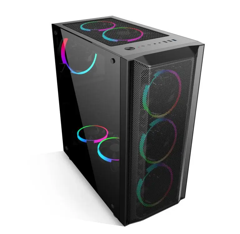 

SATE- 2020 Hot Sell Gaming Computer Case With Glass Mesh RGB Fan EATX ATX Mid Tower Gaming PC CPU Case K381