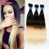 

1b/613 Two Tone Blonde Golden Hair With Black Ombre Color Straight Cheap Brazilian Virgin Human Hair Bundles Extensions