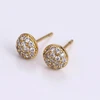 93557 Simple gold earring designs micro pave crystal indian gold plated women stud earrings