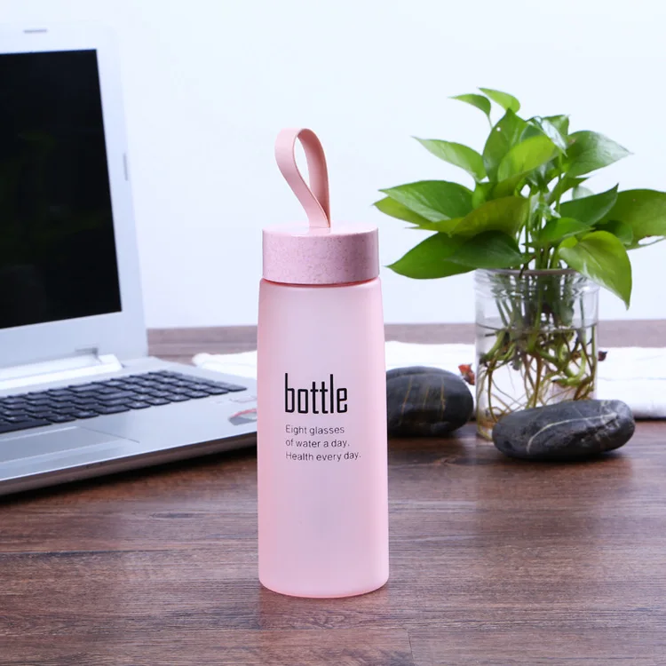 Eco-friendly 520ml frosted glass water bottle with rope water bottle wholesale
