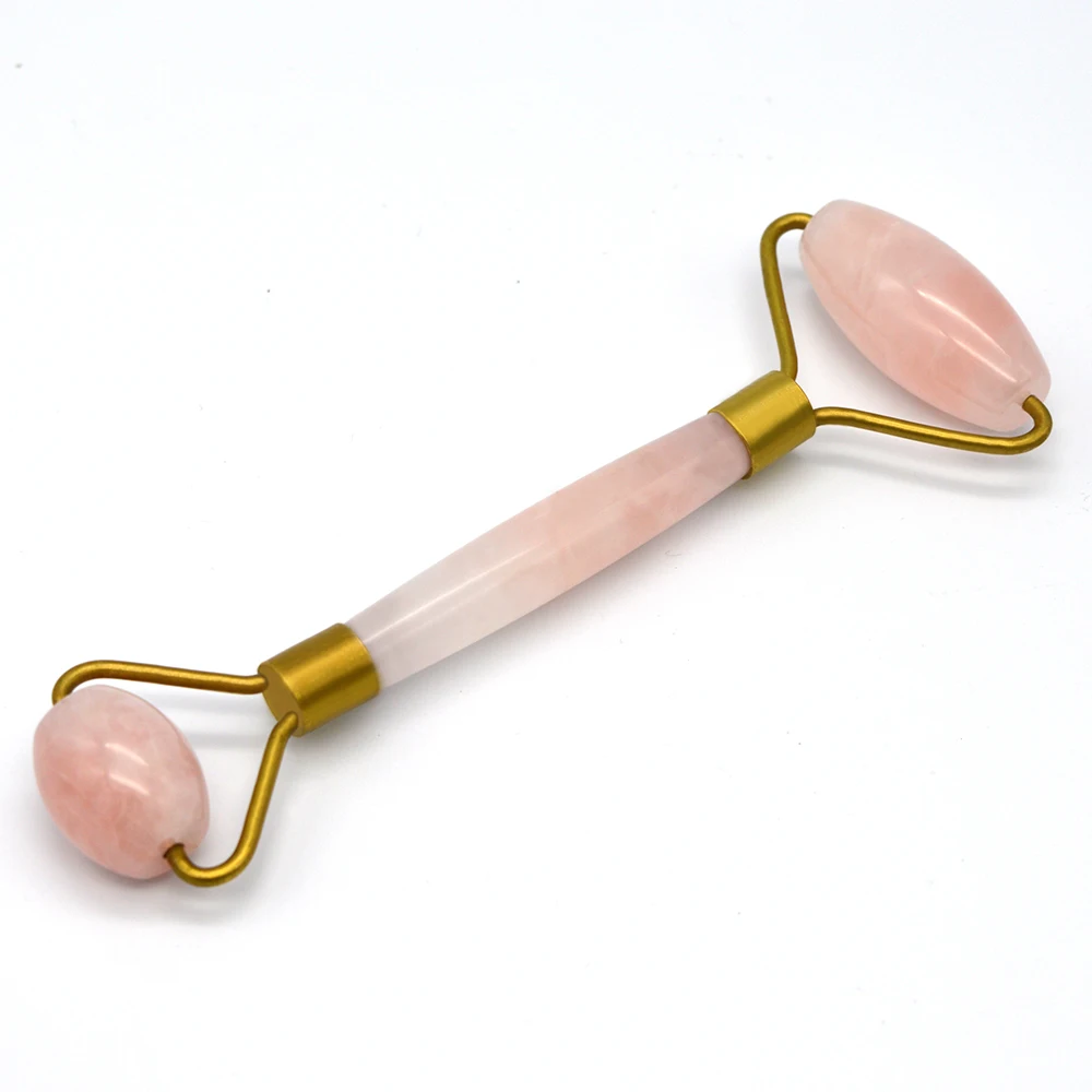 

New natural Pink Rose Quartz Double Head facial roller