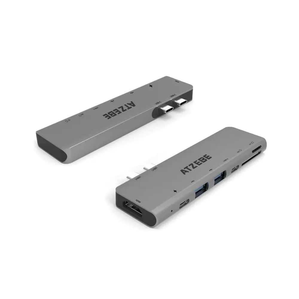 

2019 Aluminum USB-C Hub USB Driver 7 Ports Dual Type C Hub 4K HDMI Type C Docking