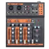 Portable 4-Channel Mic Line Audio Mixer Mixing Console 3-band EQ USB Interface 48V Phantom Power with Power Adapter