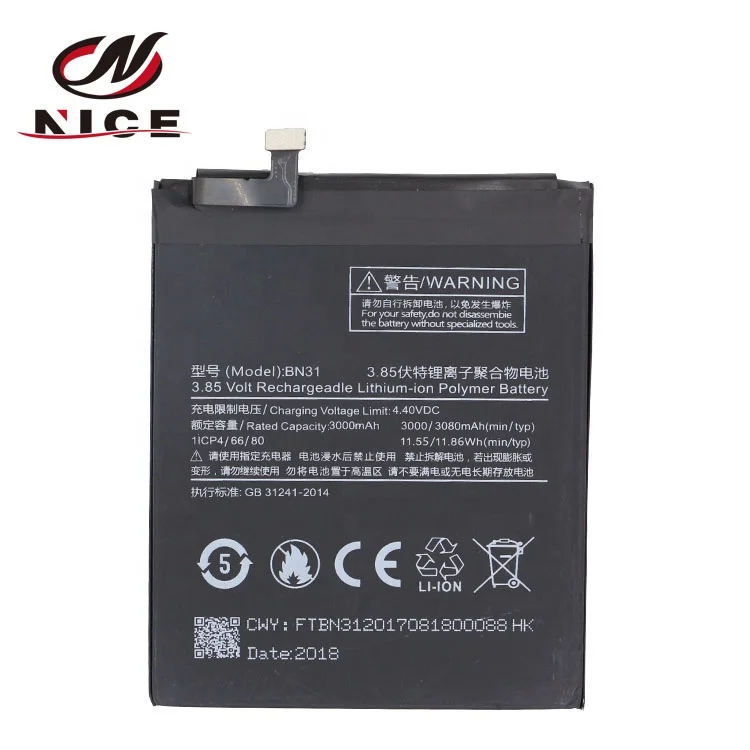 

BN31 Good quality Factory Mobile Phone Battery For XiaoMi Mi 5X Mi5X Redmi note 5A 5A