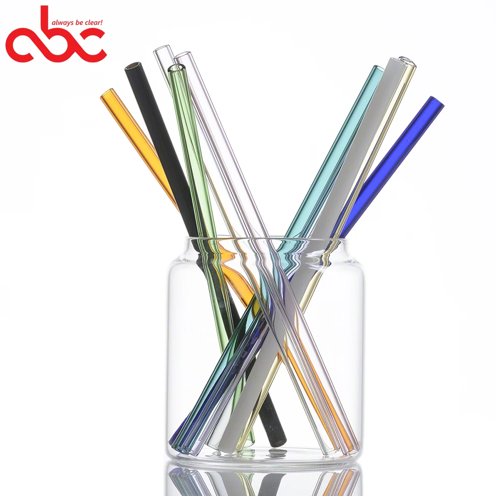 

Diameter 8mm Reusable Borosilicate Glass Drinking Straws With Cleaning Brush